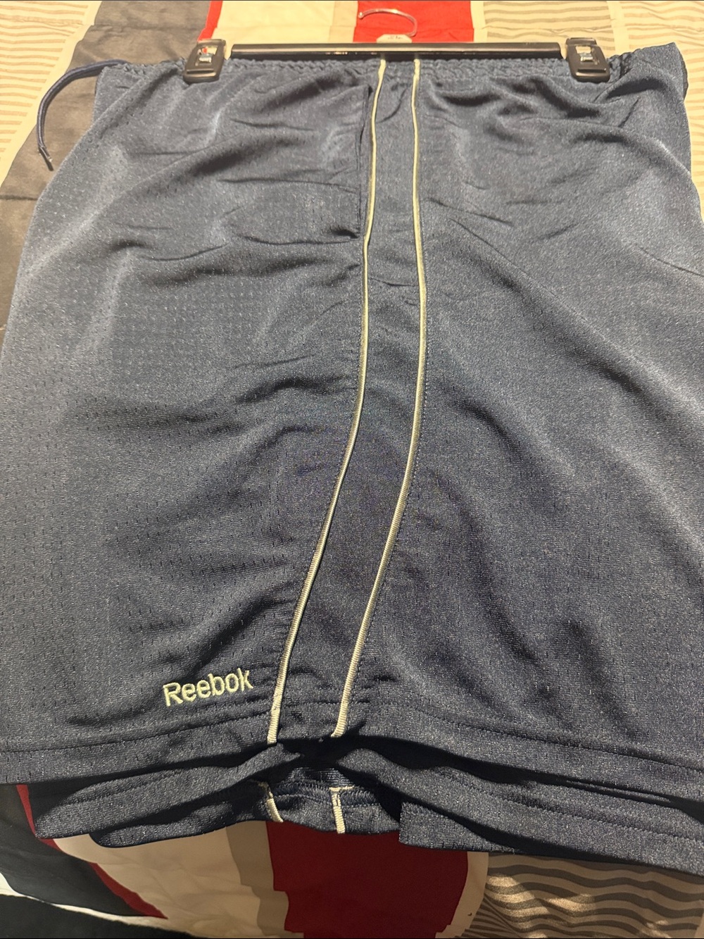 Reebok Men's Dark Blue Athletic Shorts with Light Piping